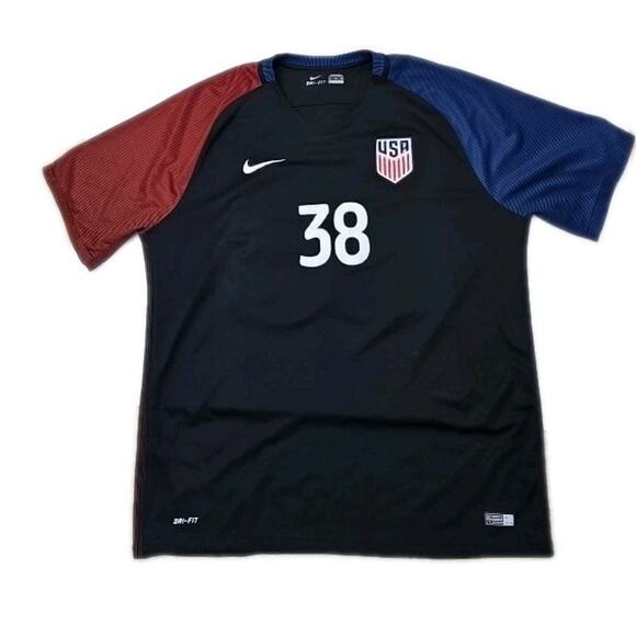 2016 USMNT USA Mens National Team Soccer MCGEE #38 Sz XXL Away Black Jersey - Picture 1 of 4